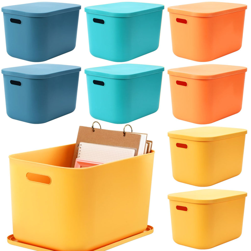 Hoolerry 8 Pieces Storage Bins, 14.2 x 10.2 x 9.5 Inch, Black
