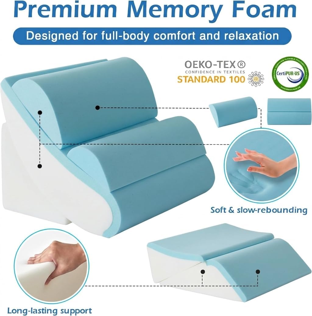 Ahpmeoa 6PCS Wedge Pillow Set for After Surgery, Sit Up Pillow, White