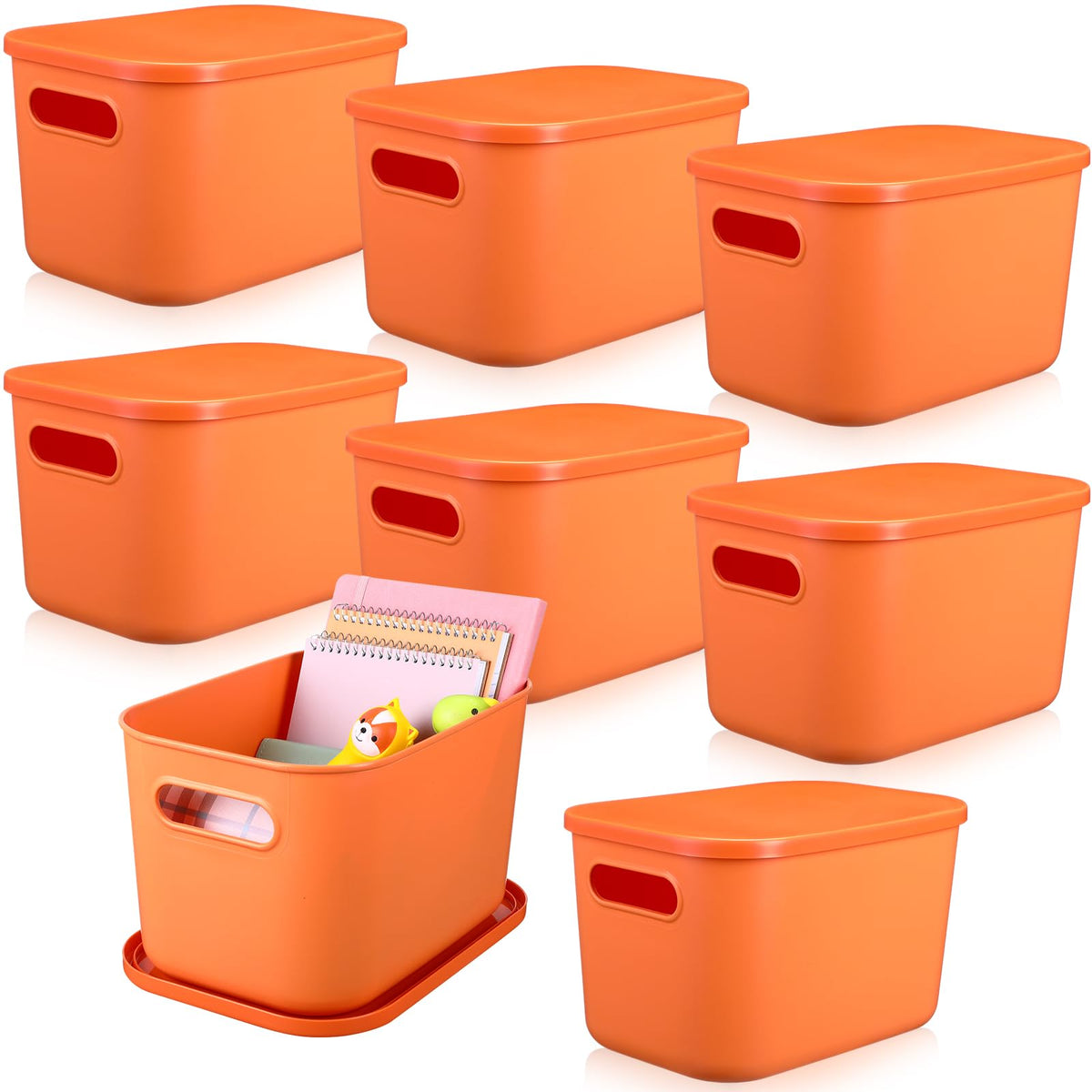 Hoolerry 8 Pieces Storage Bins, 14.2 x 10.2 x 9.5 Inch, Black
