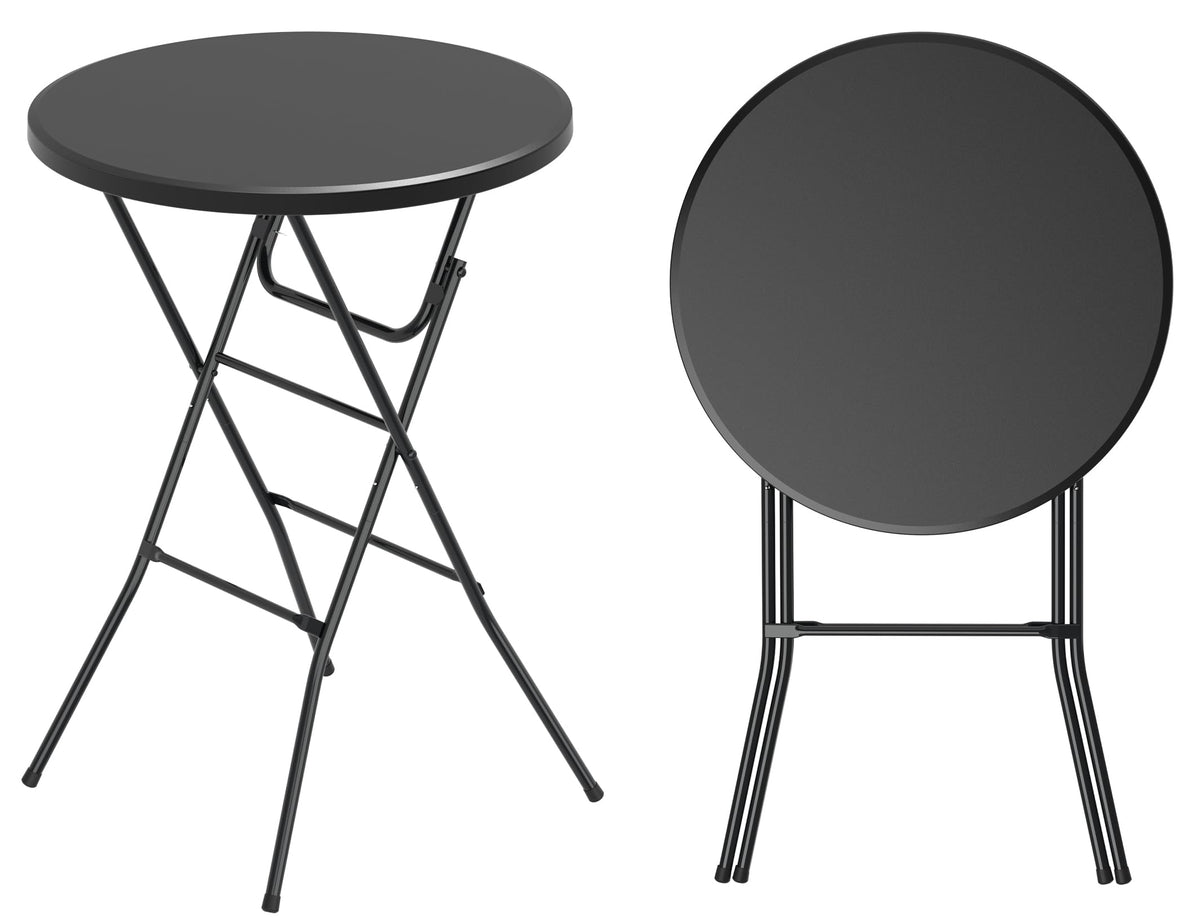 32" Round Folding Table, HDPE Top & Metal Frame, 2 Pack, White