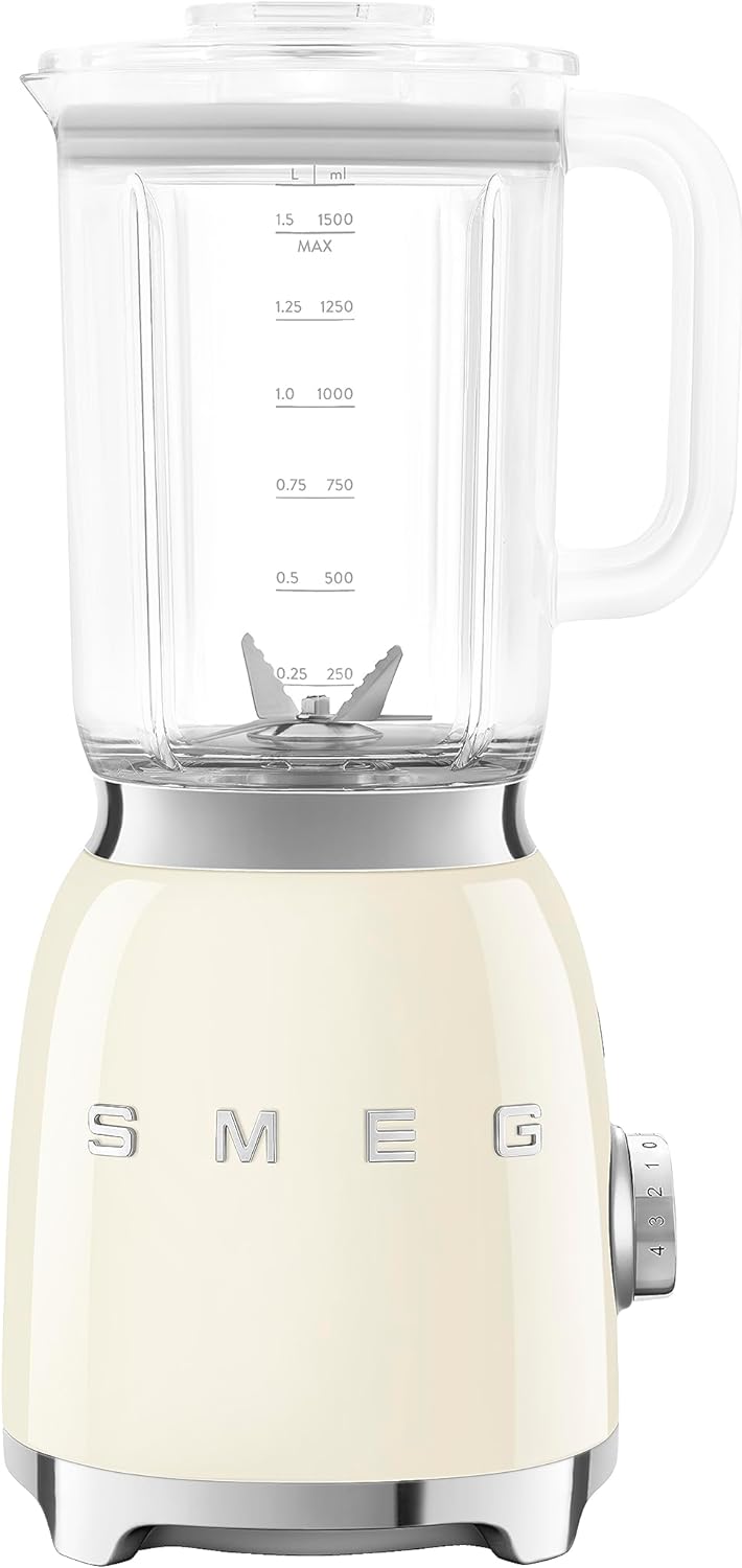 SMEG BLF03 Retro Style Blender – 600W Countertop Blender with 48 oz BPA-Free Jug, 3 Speeds + Pulse, Ice Crush & Smoothie Functions – 50s-Inspired Design-Cream