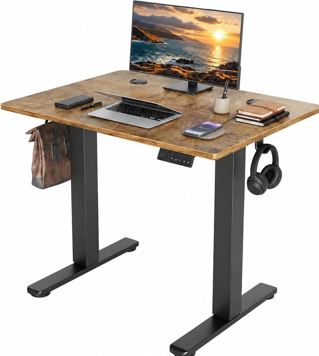 Claiks 32 x 19 Inch Rustic Brown Electric Standing Desk