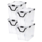 IRIS USA 3-Pack 156 Qt Storage Bins with Gasket Lids, Clear/Black