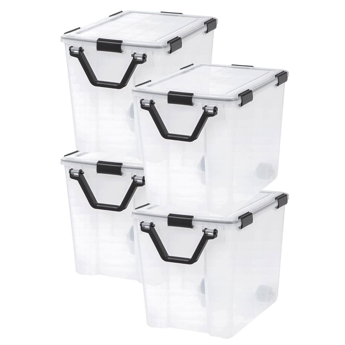 IRIS USA 3-Pack 156 Qt Storage Bins with Gasket Lids, Clear/Black