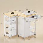 Gizoon Kitchen Island Cart with Storage Cabinet & Removable Tray