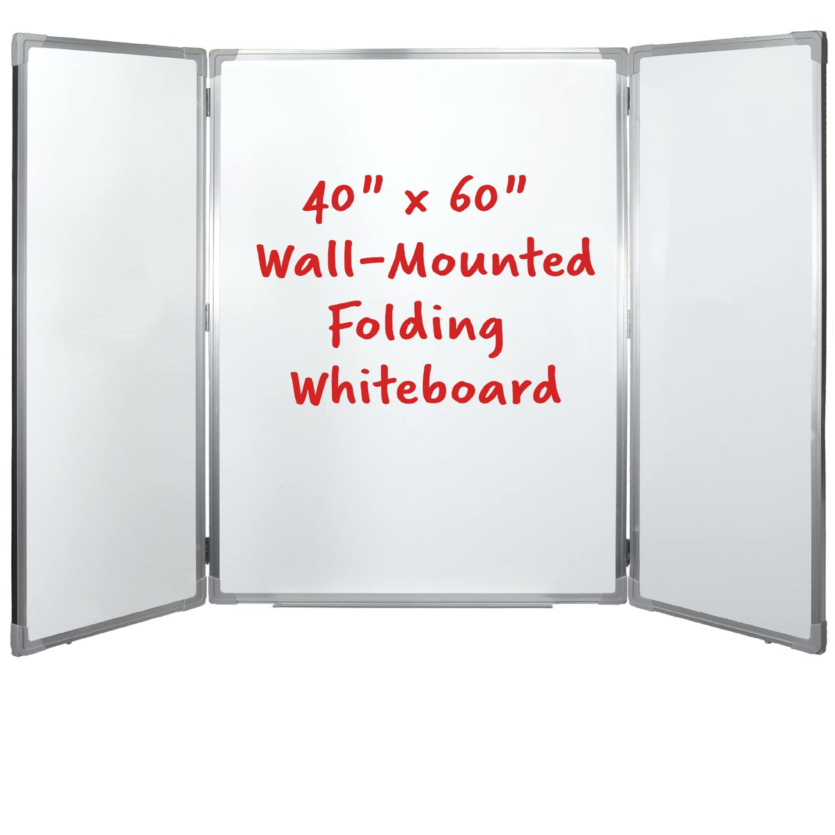 Excello 40” x 60” Mobile, Folding Whiteboard on Wheels with Magnetic Surface and Flip-Out Marker Tray