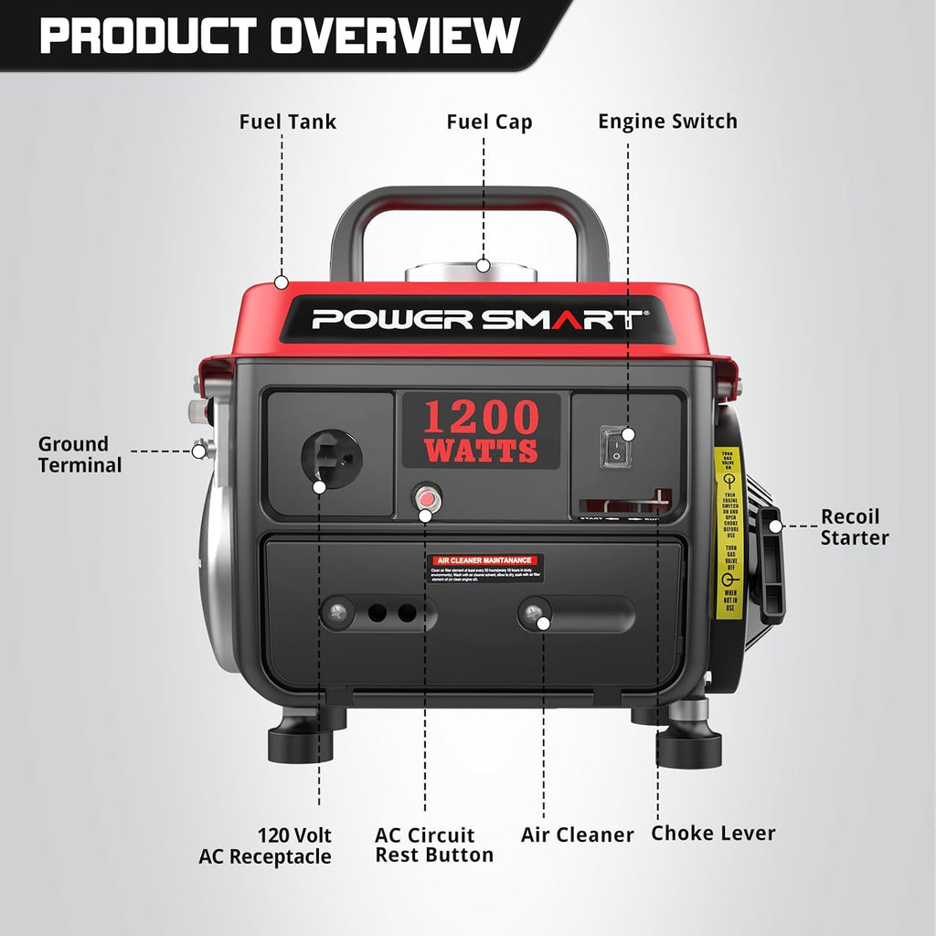 PowerSmart 1200 Watt Portable Generator for Camping