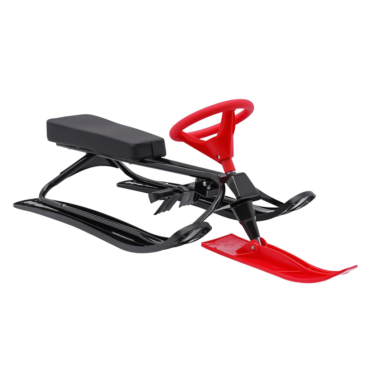 Kart Snow Sled, Steering Snow Sled, Snow Sled for Kids, 220Lb, Kart Style, Steering & Brakes, 31In Baseboard, Ski Sand Grass, 3-15Y, PU Seat