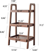 HRVEOCEI 17.72” Small Bookshelf, 3 Tier Ladder Shelf, Wood Side Shelf for Living Room Bathroom Bedroom, Oak, Mini, Vintage, Portable, Easy Assembly, Double Stability (Walnut)