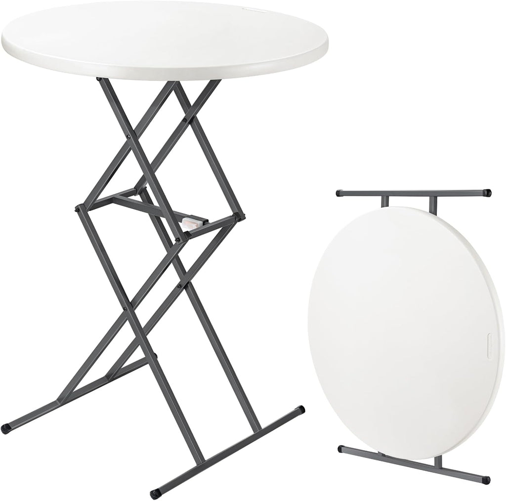 FanttikOutdoor Folding Table Round 32" Quick Adjust 4 Heights Party, Patio