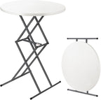 FanttikOutdoor Folding Table Round 32" Quick Adjust 4 Heights Party, Patio