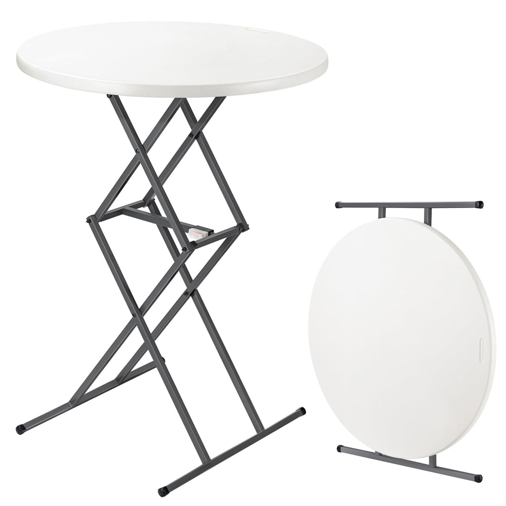 FanttikOutdoor Folding Table Round 32" Quick Adjust 4 Heights Party, Patio