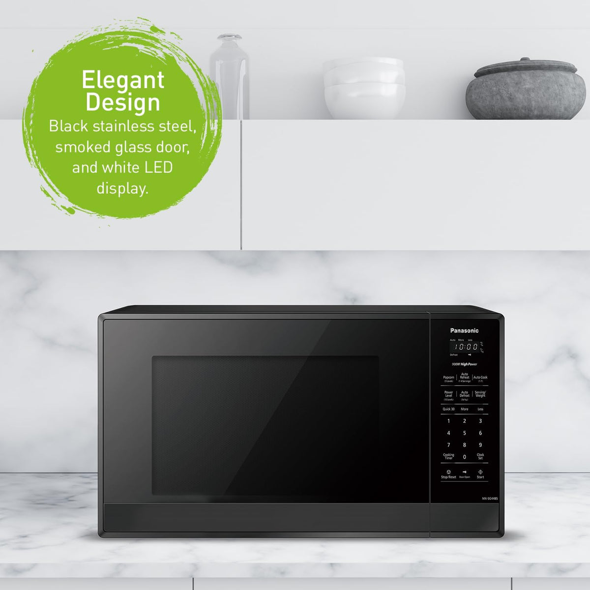 Panasonic NNSG448SC Genius Microwave 0.9 Cu.ft., Black Stainless