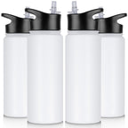 32 oz Insulated Water Bottle Bulk 8 Pack, Stainless Steel Sports Water Bottles with Straw Lid & Wide Mouth Lids, Double Walled Vacuum, Leak Proof, White