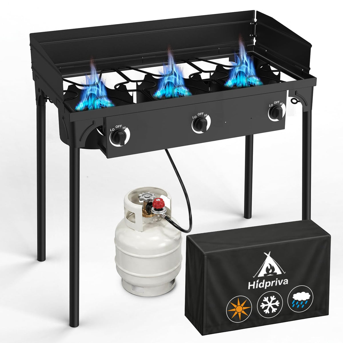 2 Burner Propane Gas Stove with Dustproof Cover