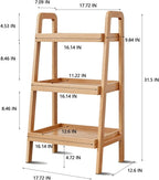 Solid Wood Ladder Shelf, 3 Tier Open Bookcase Storage Shelf