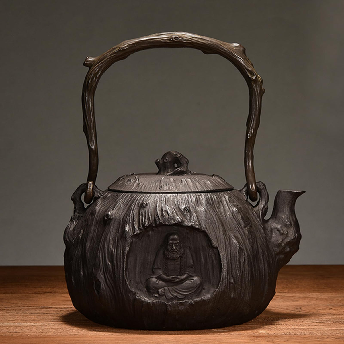 Cast Iron Teapot, Stovetop Safe Tea Kettle With handle, Asian Style Handmade Tea Pot For Home Camping Outdoor Use(0.9L, BlackK)