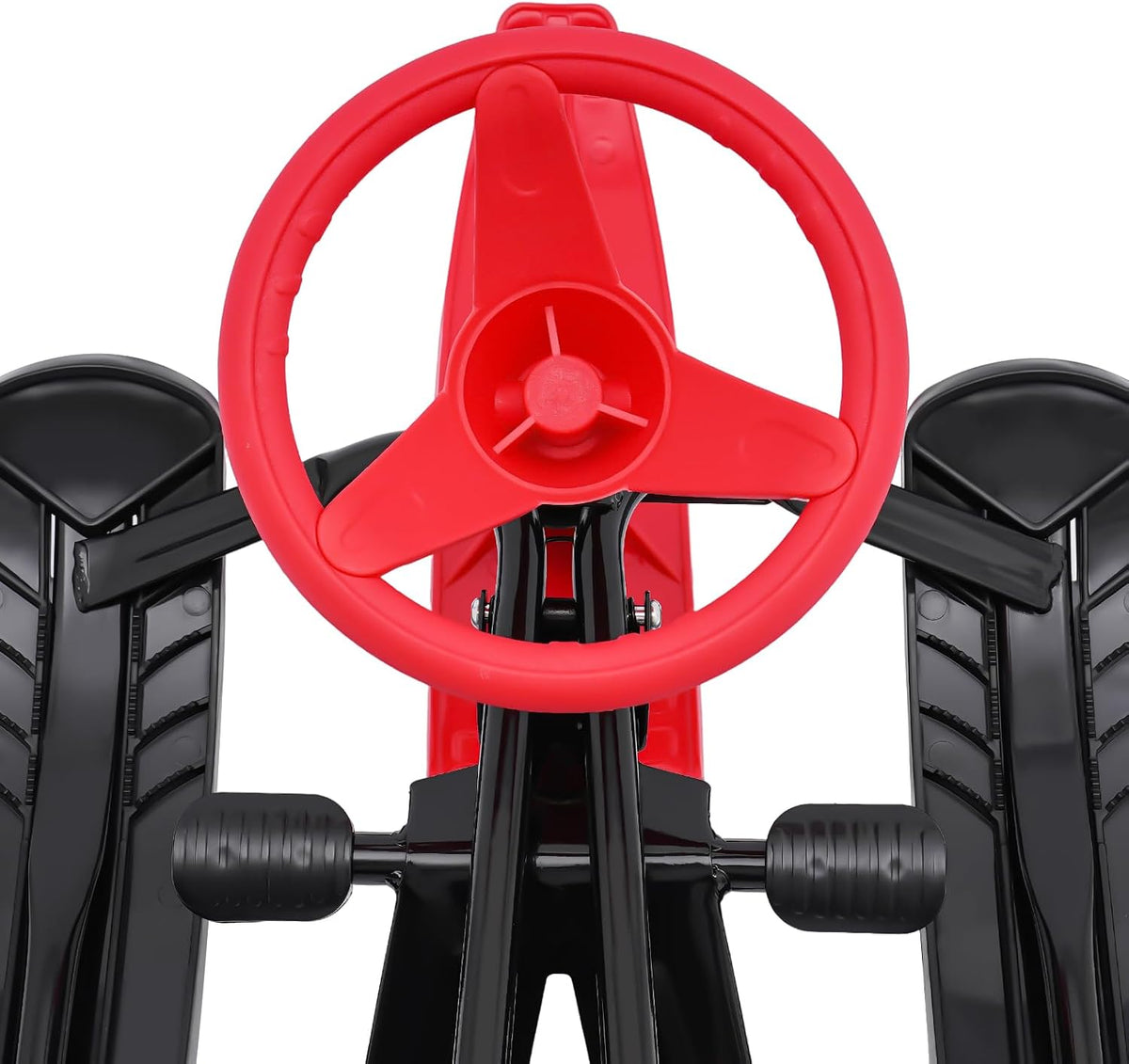 Snow Racer Sled with Steering Wheel,Portable Steerable Snow Sled with Brake