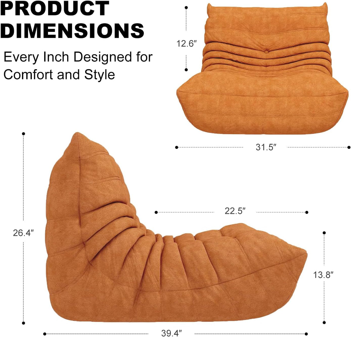 Bean Bag Chair for Adults, Memory Foam Bean Bag Sofa with Waterproof Fabric