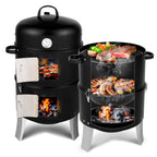 Vertical Charcoal BBQ Smoker, 3-in-1 16" Round Barbecue Grill