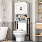 Vabches Metal Frame Over The Toilet Storage Cabinet, Black