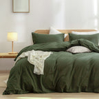 BESTOUCH Cotton Solid Duvet Cover Set Linen Feel Cornflower Blue Queen