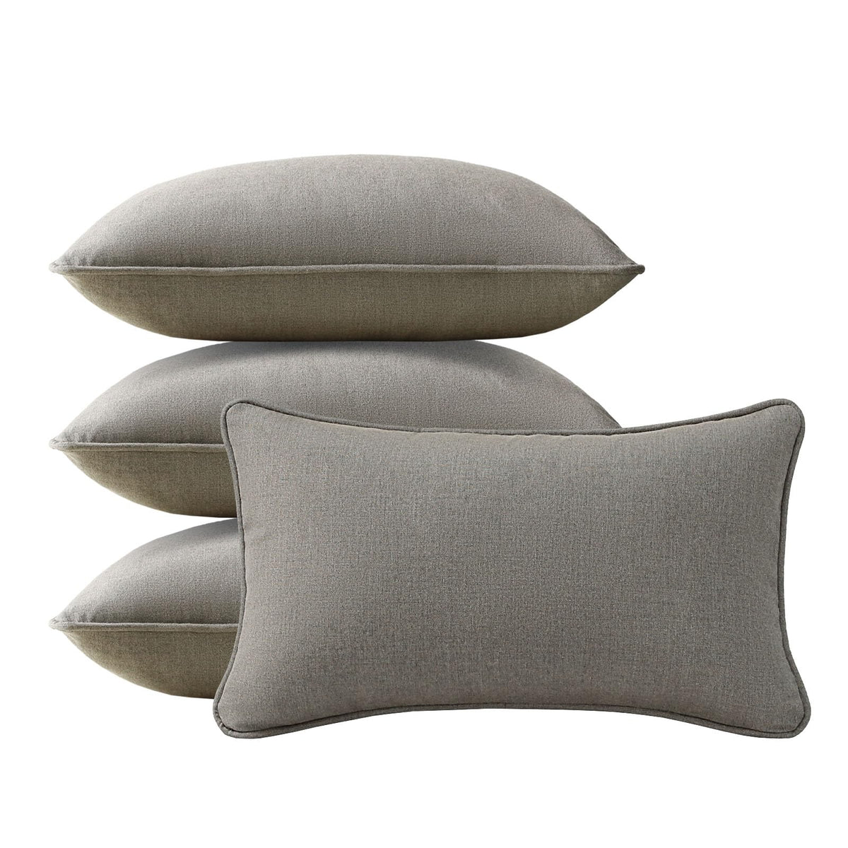 4 Pack Sunbrella Outdoor Water Repellent Throw Pillows 18x18 Inch with Insert, Decorative Square Patio Pillows for Home Garden Couch Balcony, Canvas Camel