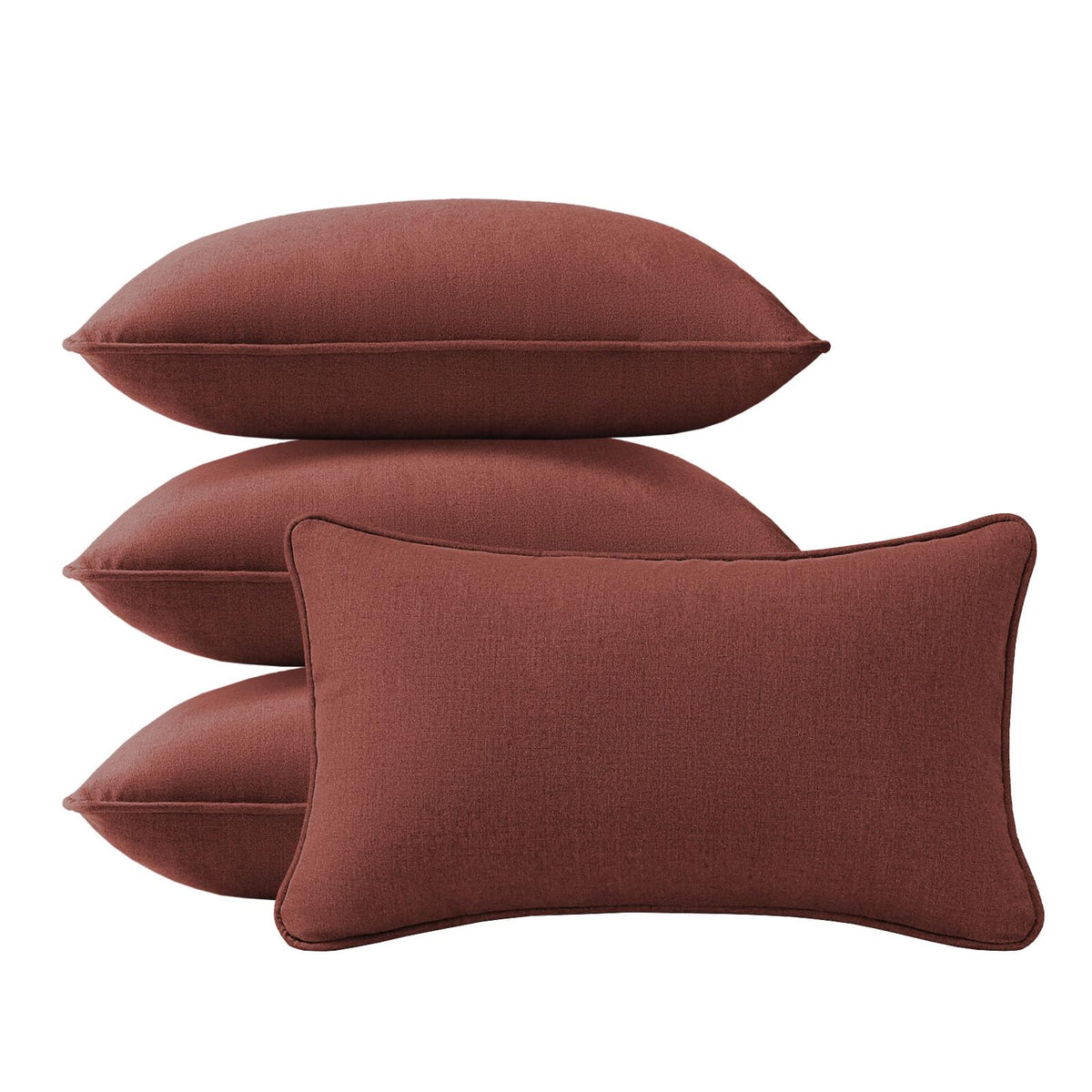 4 Pack Sunbrella Outdoor Water Repellent Throw Pillows 18x18 Inch with Insert, Decorative Square Patio Pillows for Home Garden Couch Balcony, Canvas Camel