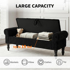 60" Corduroy Storage Bench, Queen End of Bed, Black