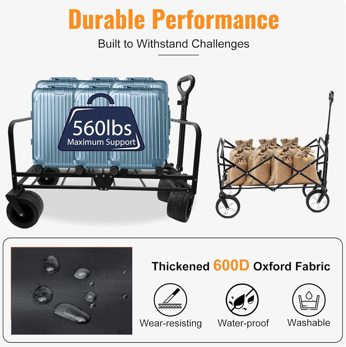 Collapsible Foldable Wagon Cart with Wheels