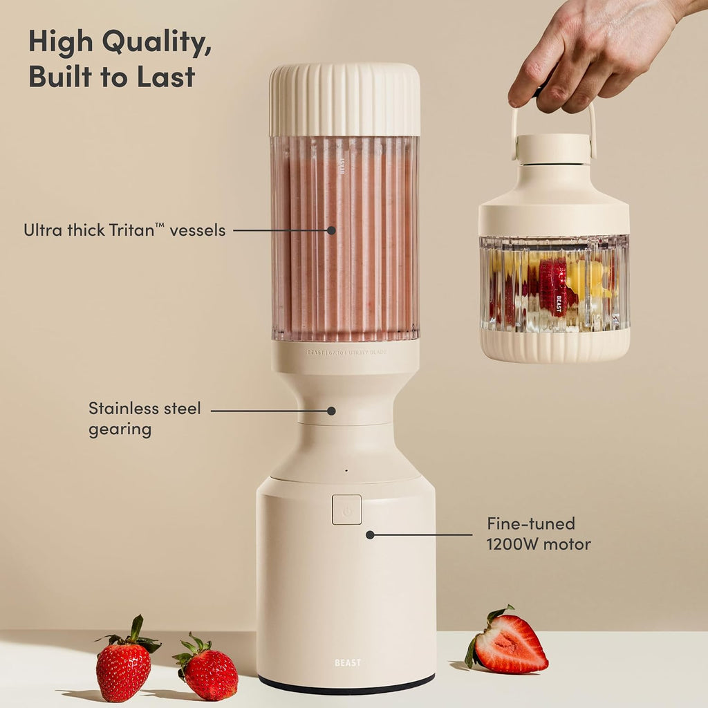 Beast Mega 1200 Plus Countertop Blender, XL Vessel, Sand, 1200W