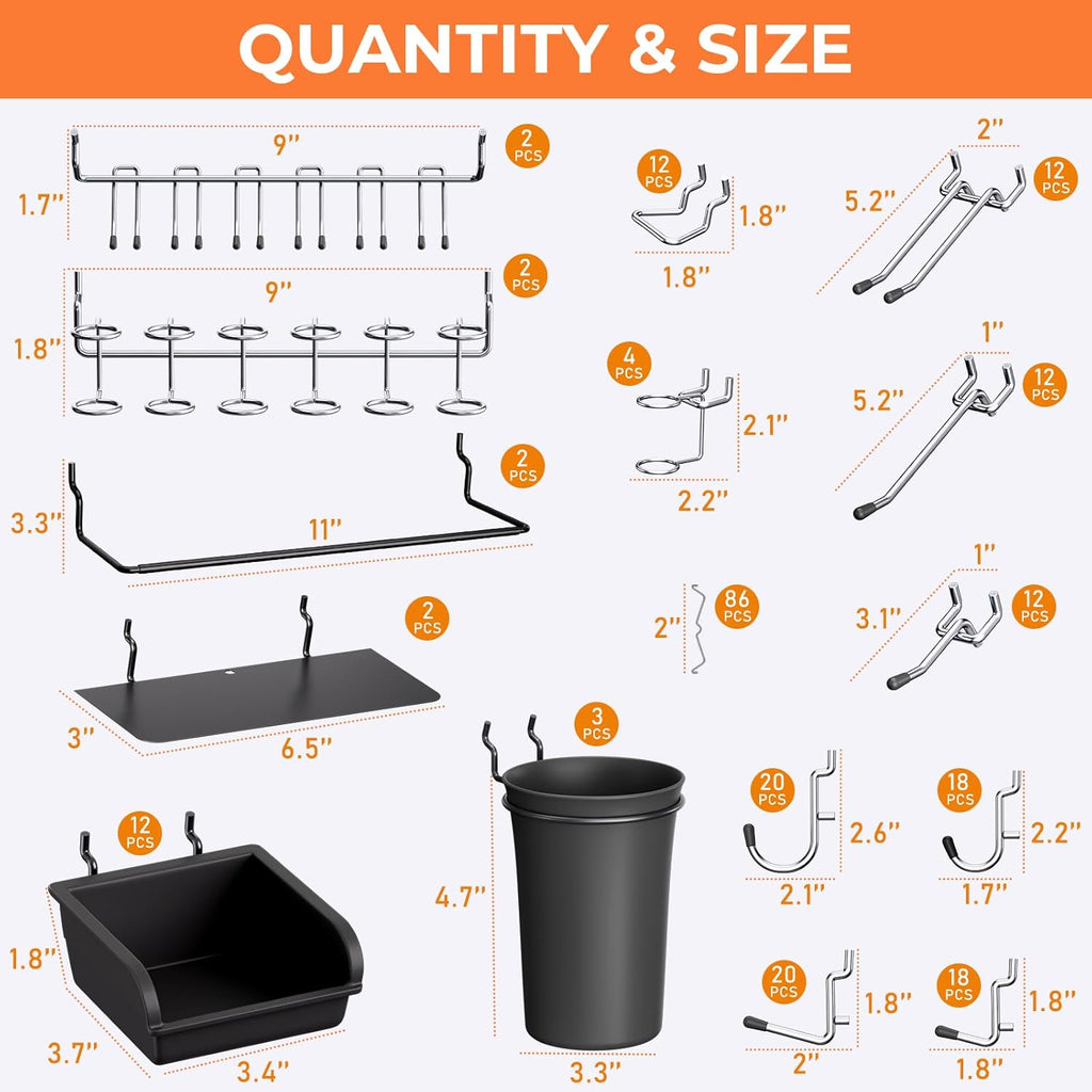 INCLY 48x36 Inch Metal Peg Board Kit 1/4" Pegboard Hooks Accessories
