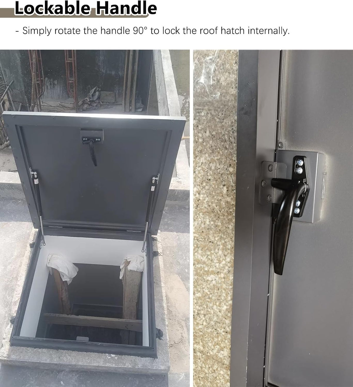 Roof Hatch Metal Roof Vent Escape Hatch Door, Door Skylight with Rotation Lock Handle, Rooftop Access Hatch Length 19.7-39.4 in, Exterior Doors for Home(60x50cm-23.6x19.7)