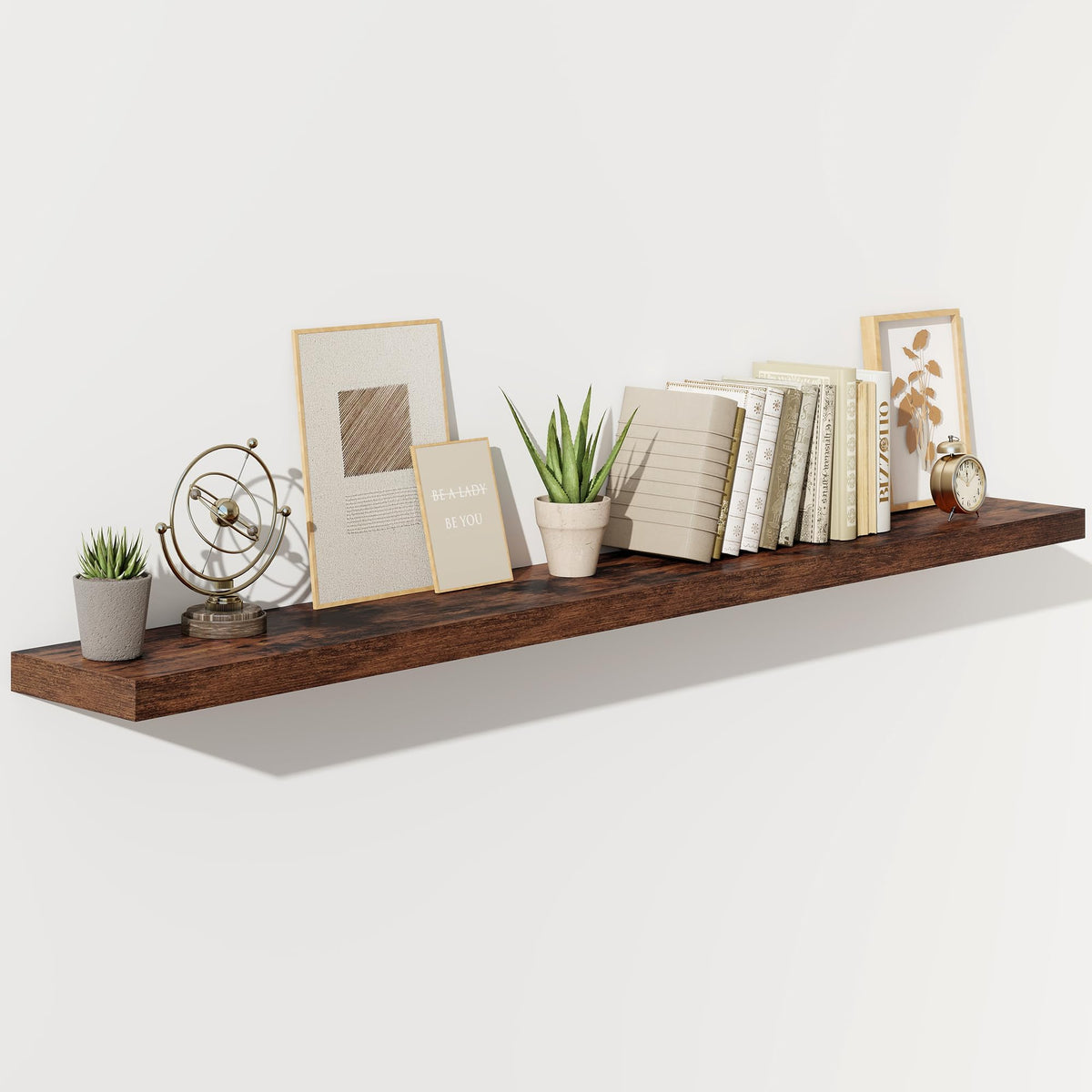 Fun Memories Floating Shelves - 2 Pack 12 Inch Rustic Wooden Wall Shelves - Extra Deeper & Thicker Wall Mounted Storage Shelf for Living Room, Kitchen, Farmhouse - 36" W x 12" D x 1.8" H - Brown
