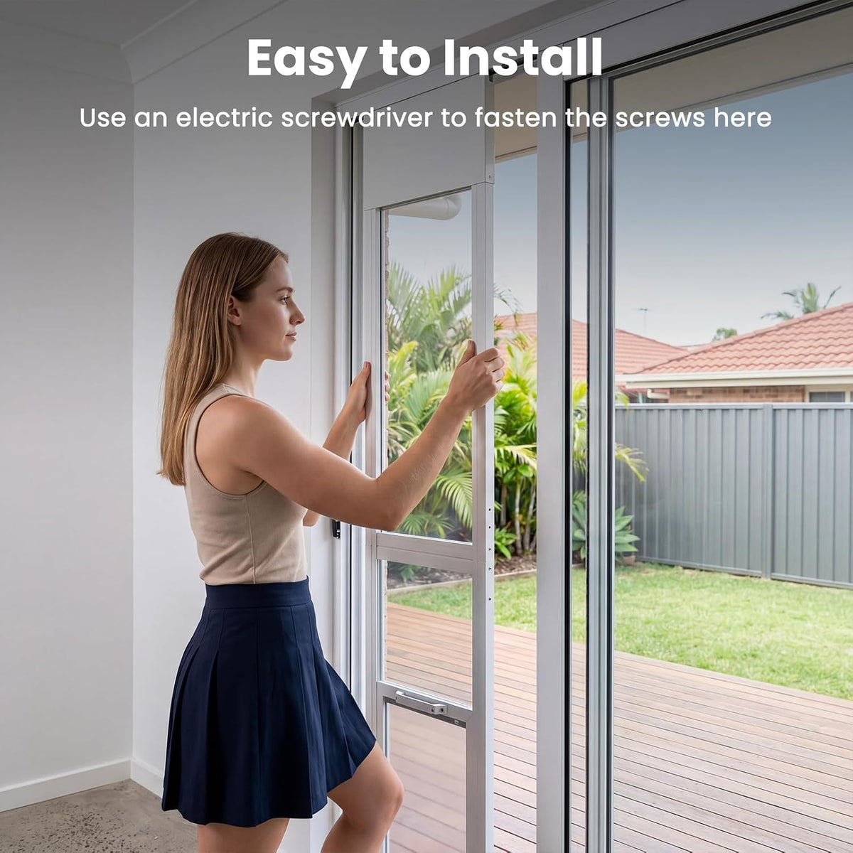 Dog Door for Sliding Glass Insert for Cat Doggie Doggy Pet Doors with Lock, Adjustable Height 74.8" to 80.71", Width 11.42"/White