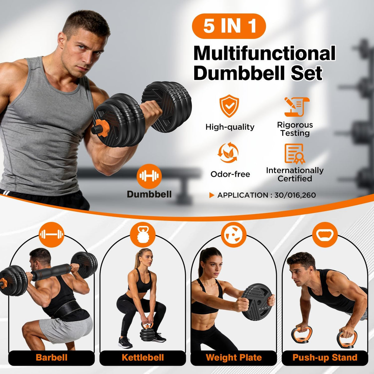 Free Weight Set Adjustable Dumbbell Set with Connector for Home Gym