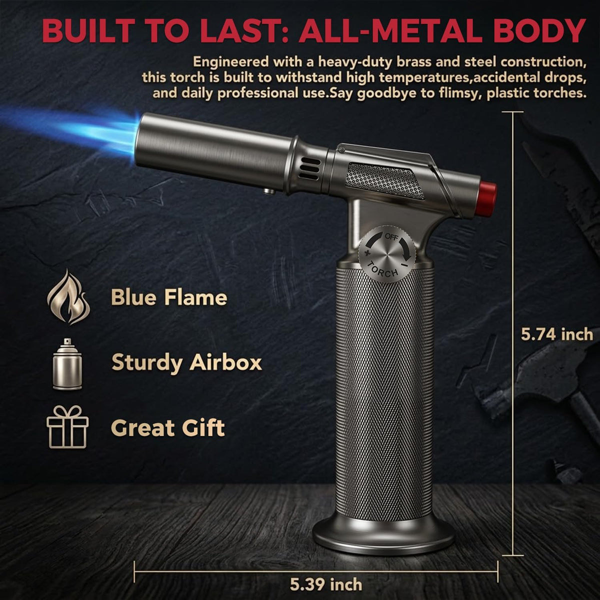 Powerful All-Metal Butane Torch Lighter(Gas Not Included)