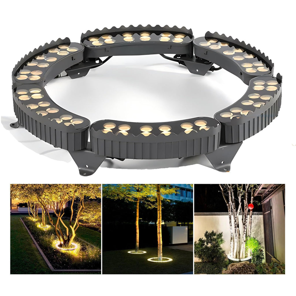 Outdoor Garden Lights, LED Low Voltage Landscape Tree Ring Lights, Palm Tree Lights, IP65 Weatherproof(White Light,Pack of 7)