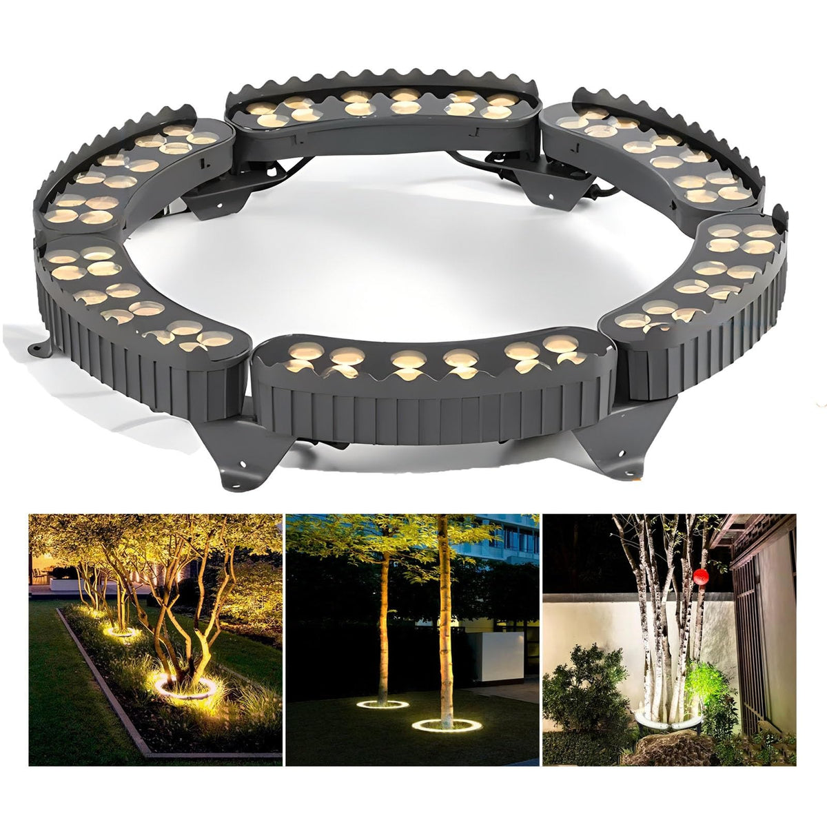 Outdoor Garden Lights, LED Low Voltage Landscape Tree Ring Lights, Palm Tree Lights, IP65 Weatherproof(White Light,Pack of 7)
