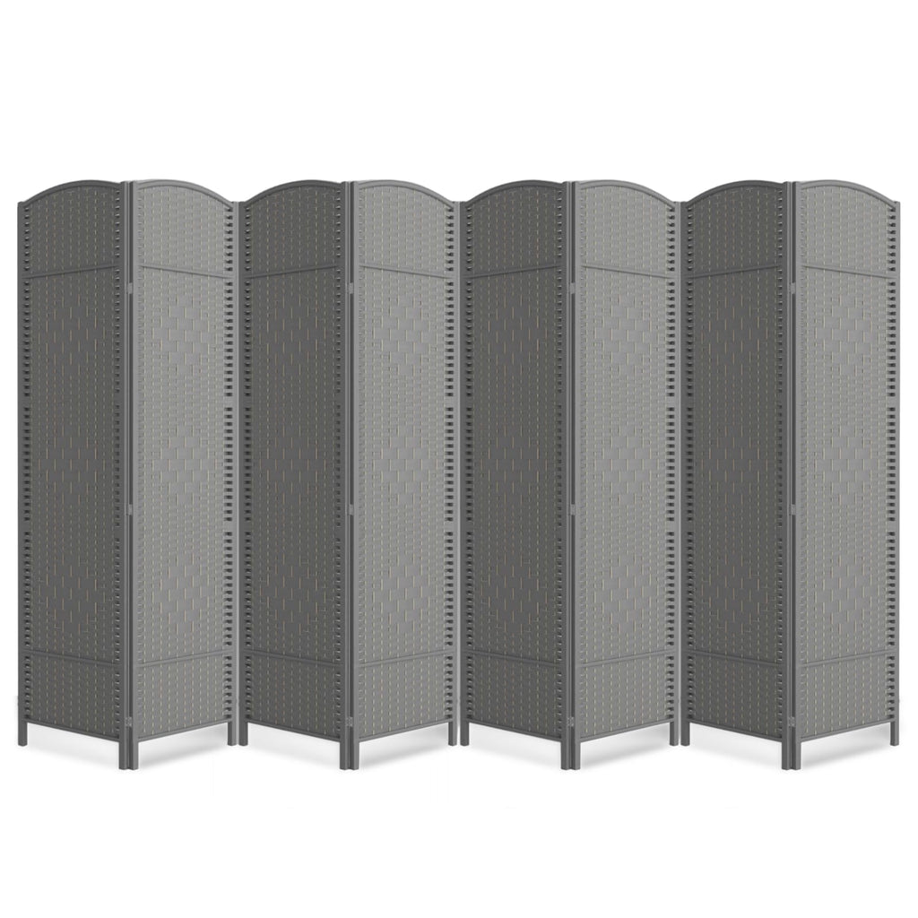 6 Panel Folding Room Divider,Woven Privacy Screen,Light Beige