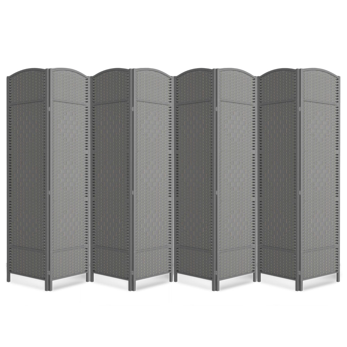 6 Panel Folding Room Divider,Woven Privacy Screen,Light Beige