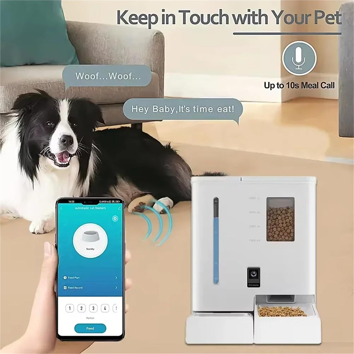 2-in-1 Pet Feeder Water Fountain with Camera