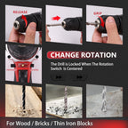 KingTool 276-Piece Tool Set Kit with 12V Cordless Power Drill (Red Black)
