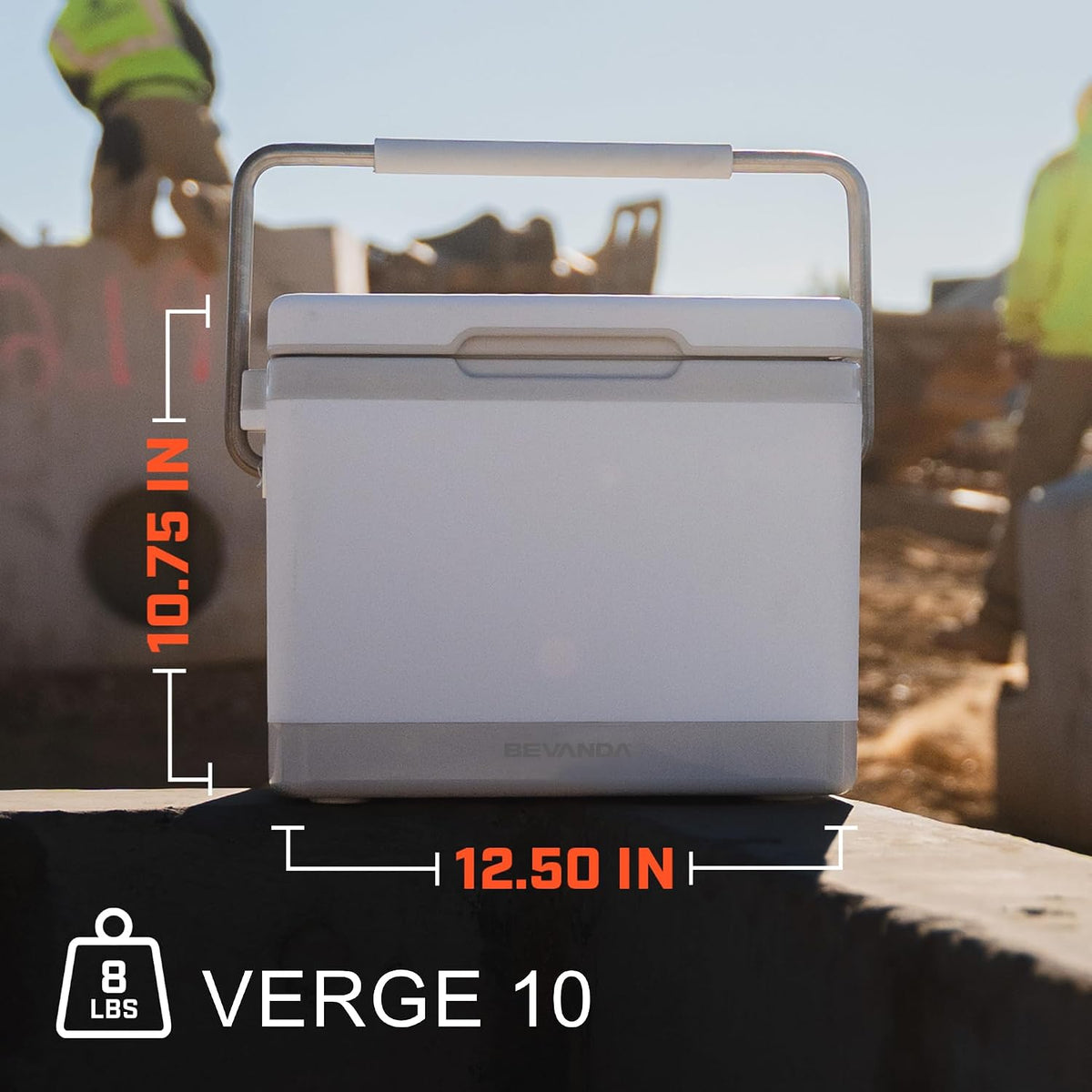 Bevanda - 10qt Verge Insulated Lunch Box - Durable Cooler with Magnetic Ice Packs - Hard Shell Cooler for Jobsite & All Day Temperature Control