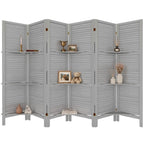 TEAKMAMA Room Divider, Room Divider with Shelves, 4 Panel,Distressed White