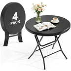 32" Round Folding Table, HDPE Top & Metal Frame, 2 Pack, White