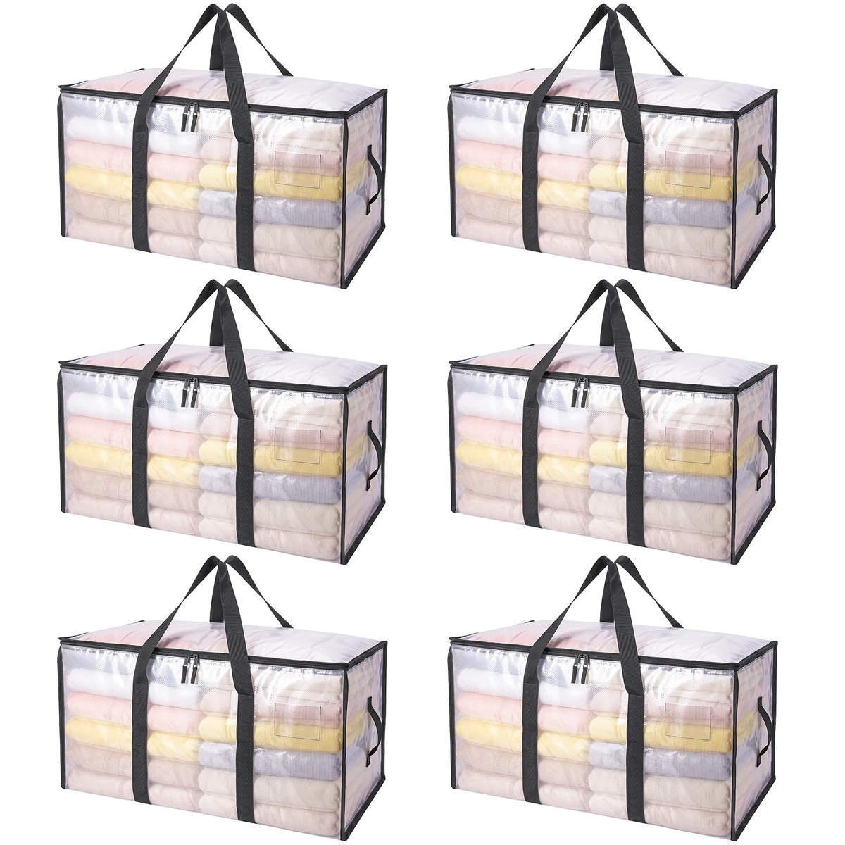 BALEINE 16-Pack Oversized Moving Bags with Reinforced Handles, Heavy-Duty Storage Tote for Clothes, Moving Supplies (Clear, 16-Pack)