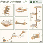 BYBYME 12-PCS Cat Wall Shelves, Pine Climbing System with Space Capsule