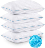 Cooling Shredded Memory Foam Bed Pillows, Queen Size, Set of 4, 20 x 30 in