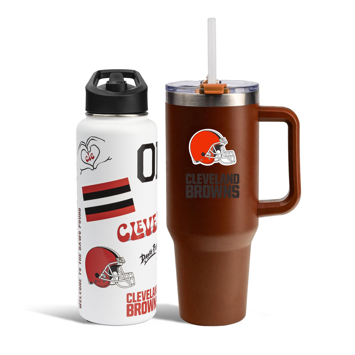 The Memory Company Officially Licensed NFL 2-Pack Stainless Steel Tumbler Set, 34oz Team Spirit Water Bottle & 40oz Game Day Tumbler with Lid and Straw, BPA-Free Materials, Convenient Straw Design